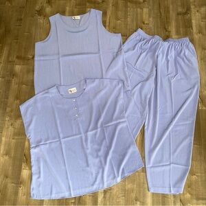 Maggie Sweet 3 Piece Set Women 2XL Matching Purple Pant‎ Short Sleeve Shirt Tank